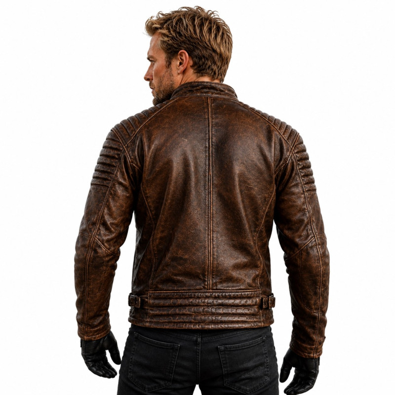 Bandit Brown Leather Jacket: Vintage-Style Motorcycle Jacket